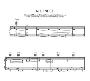 All I Need - Radiohead - sheet music - Purple Market Area
