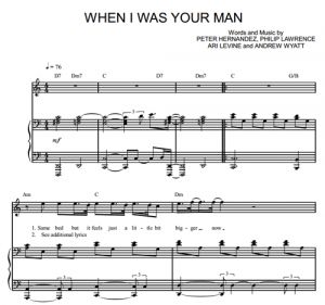When I Was Your Man - Bruno Mars - sheet music - Purple Market Area
