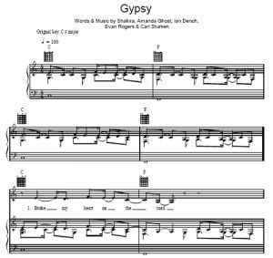 Gypsy - Shakira - partitura - Purple Market Area