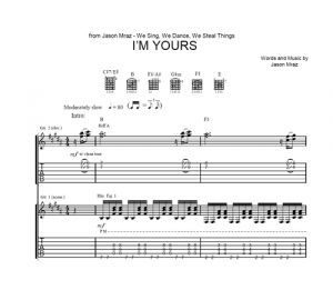 I'm Yours - Jason Mraz - guitar tabs - Purple Market Area