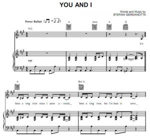 You And I - Lady Gaga - ноты к песне - Purple Market Area