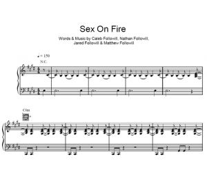 Sex on fire - Kings of Leon - ноты к песне - Purple Market Area