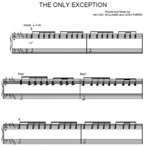 The Only Exception - Paramore - ноты к песне - Purple Market Area