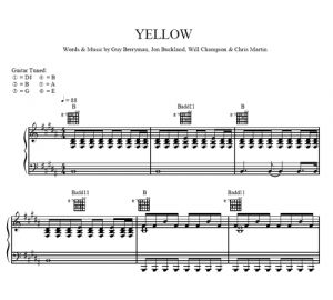 Yellow - Coldplay - ноты к песне - Purple Market Area
