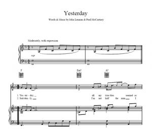 Yesterday - The Beatles - ноты к песне - Purple Market Area