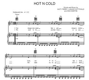 Hot n Cold - Katy Perry - sheet music - Purple Market Area